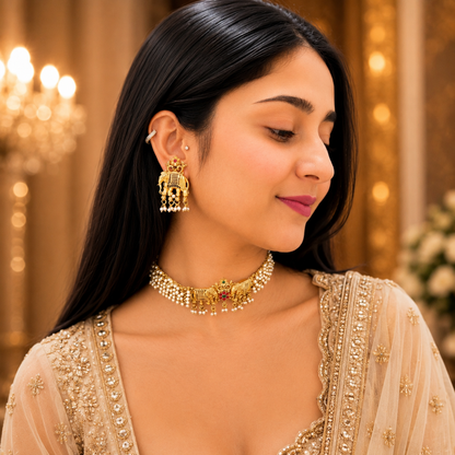 Nia Elephant Choker - Gold