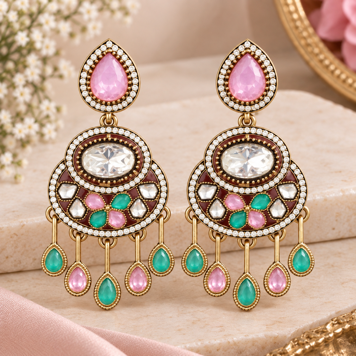Amaira Earrings - Pink Mint