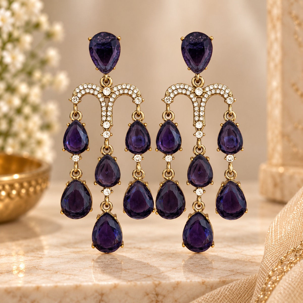 Yukti Earrings - Purple