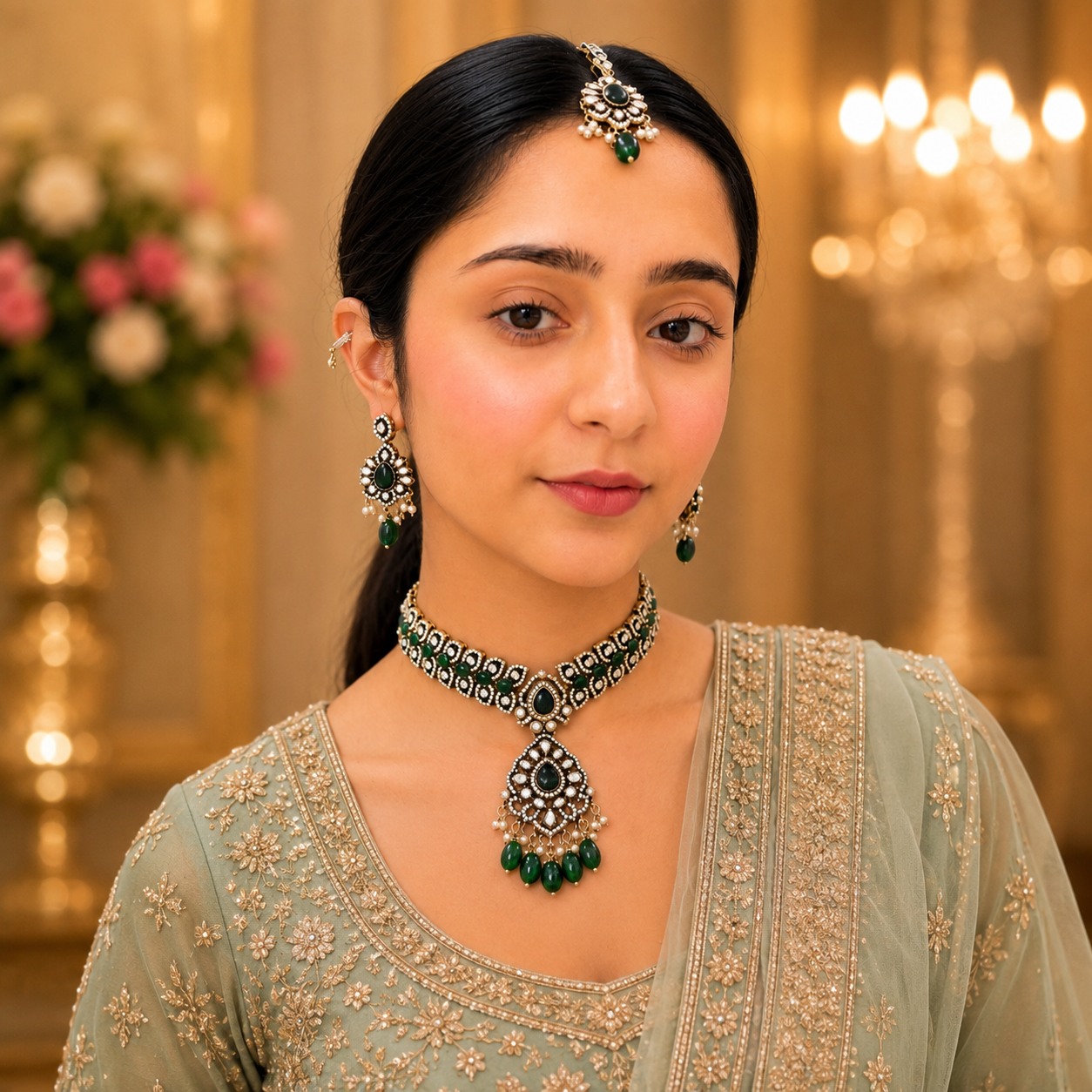 Vibha Moissanite Choker - Green
