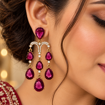 Yukti Earrings - Onion Pink