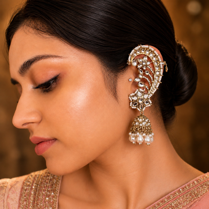Maisha Kundan Earcuffs - White