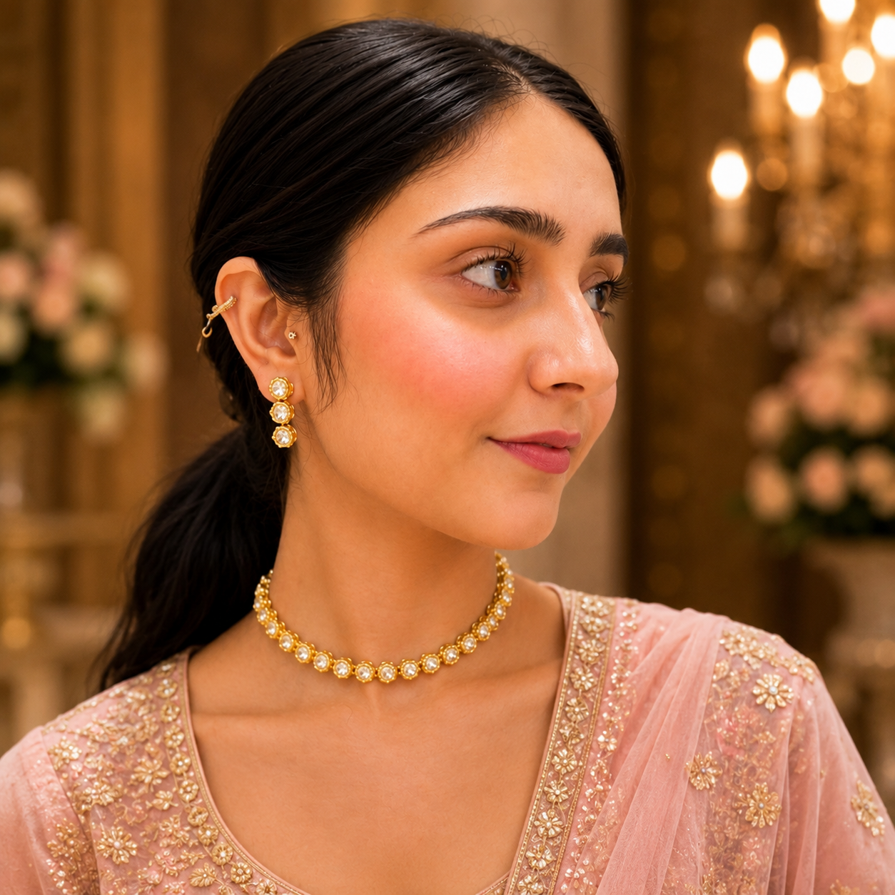 Manvi Moissanite Necklace - Gold