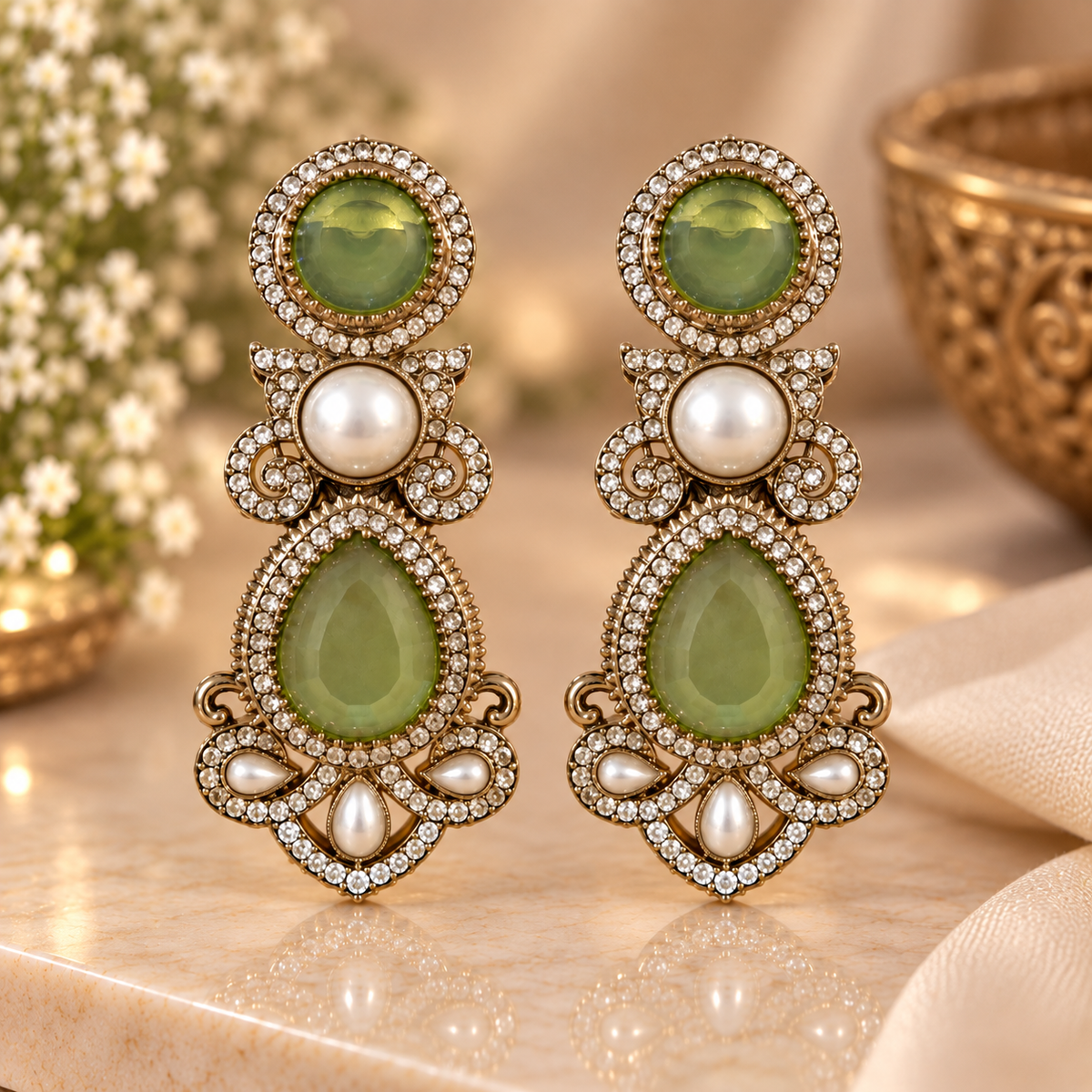 Drop Pearl Earrings - Pista