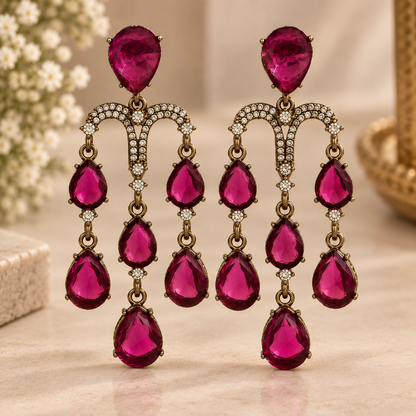 Yukti Earrings - Fuschia