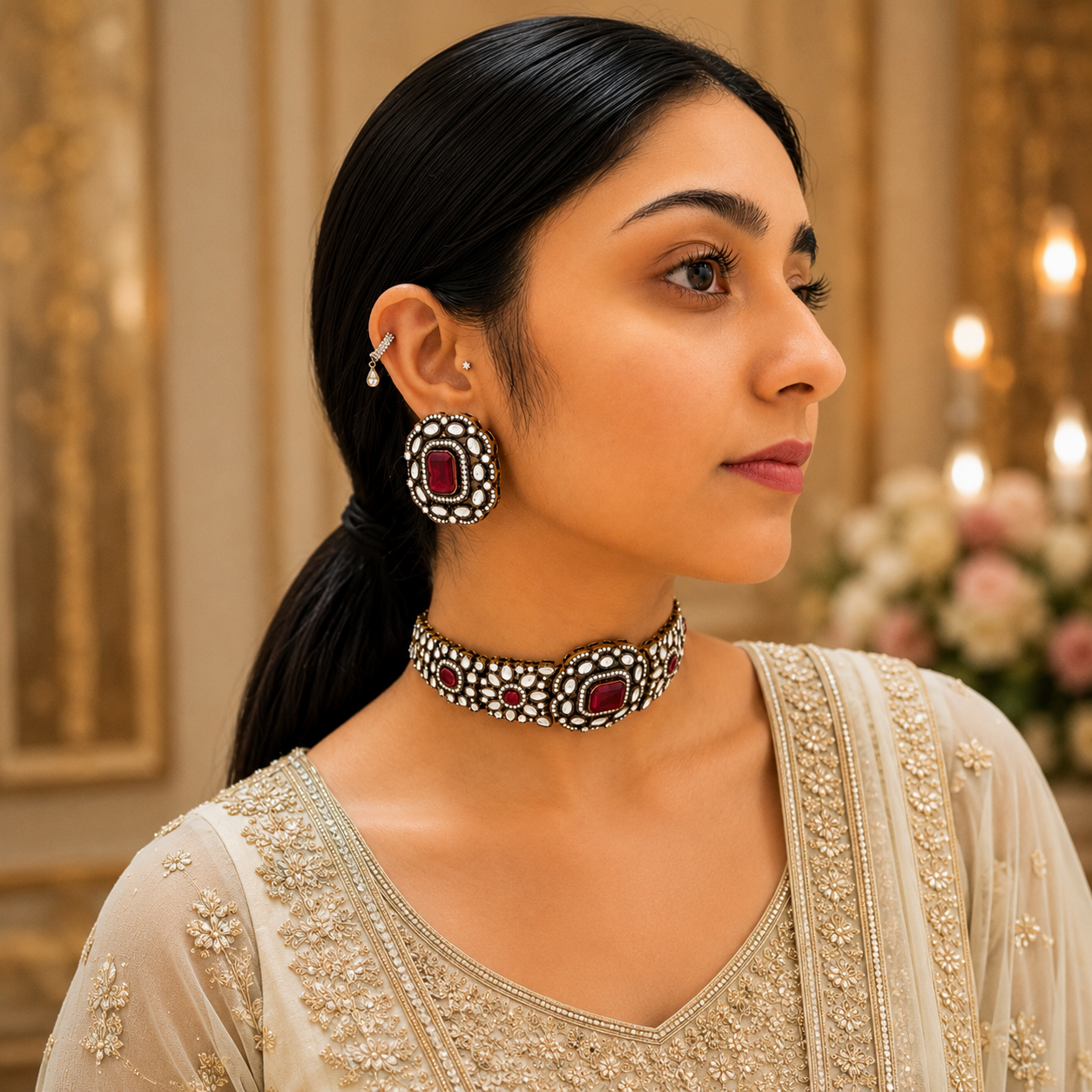 Kirat Moissanite Choker - Ruby