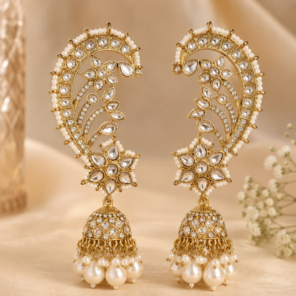 Maisha Kundan Earcuffs - White