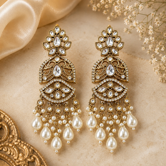 Pearl Drop Earrings - White