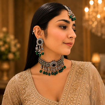 Meera Moissanite Choker - Green