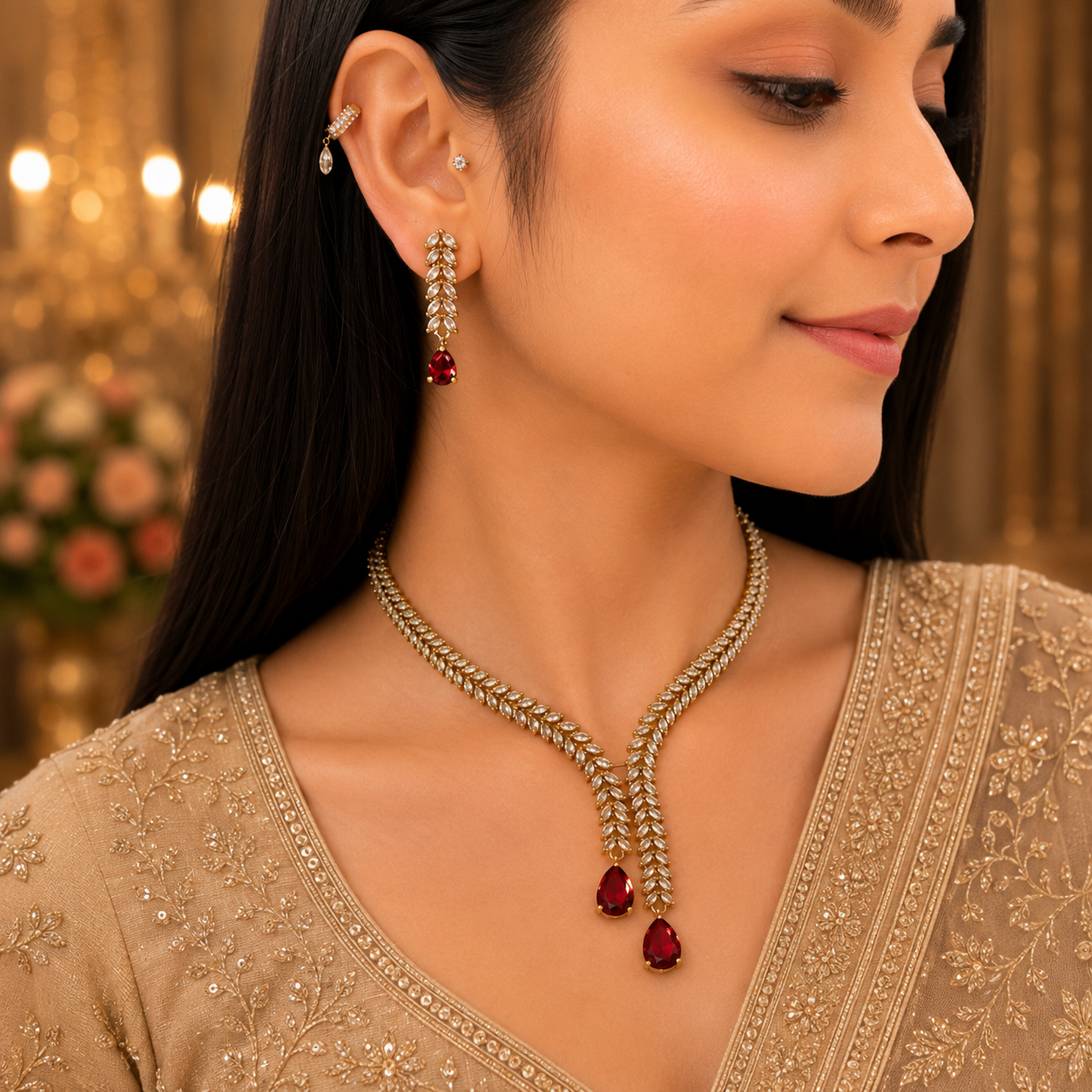 Eshal Ad Necklace - Red
