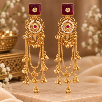 Fiza Earrings - Maroon