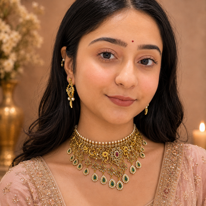 Maria Kundan Choker - Green