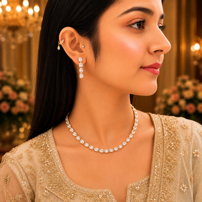 Solitaire Ad Necklace - White