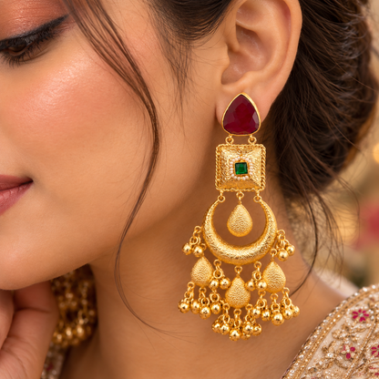 Prabha Earrings - Maroon