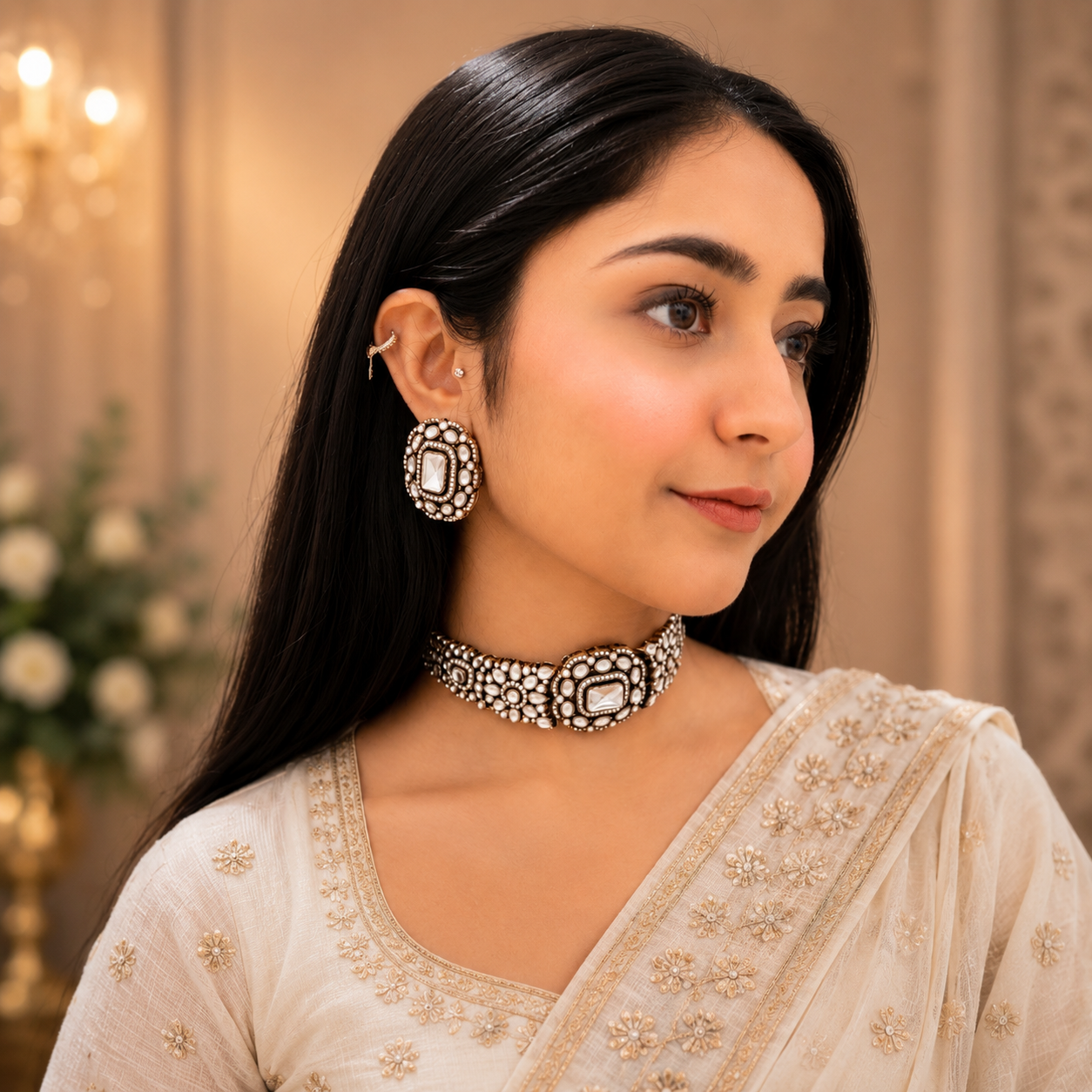Kirat Moissanite Choker - White