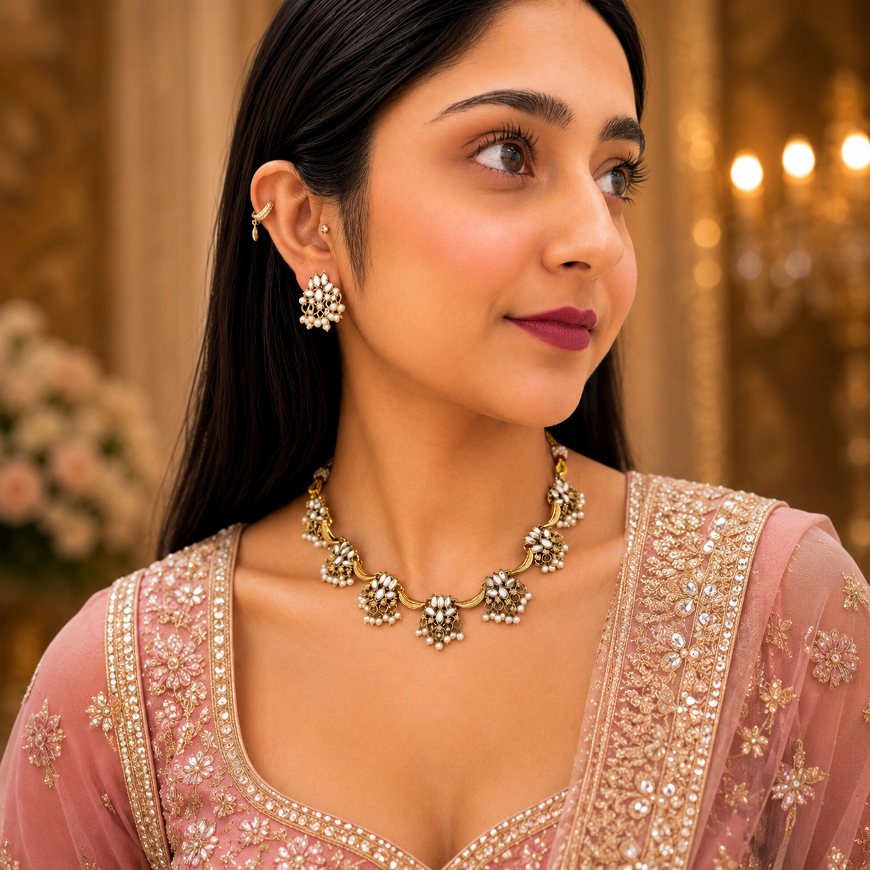 Kirti Lotus Necklace - White