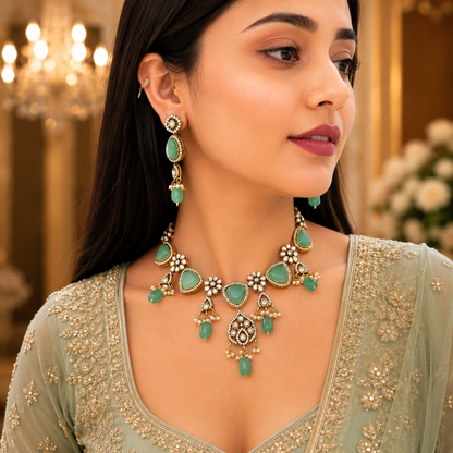 Aranya Moissanite Necklace - Mint