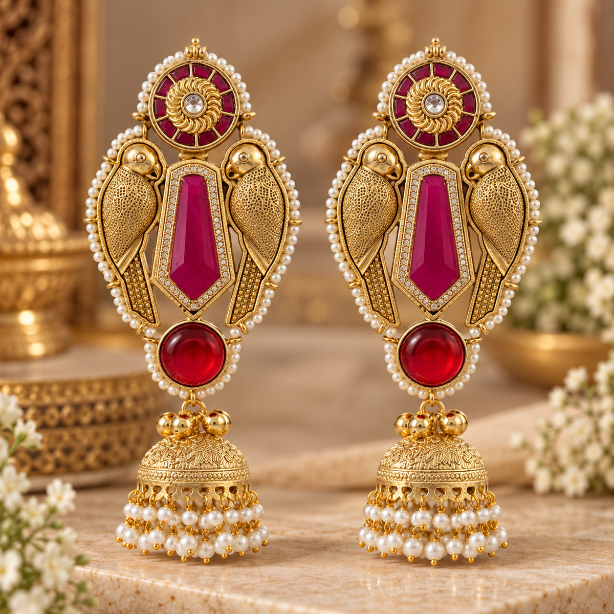 Kalpriya Earrings - Ruby