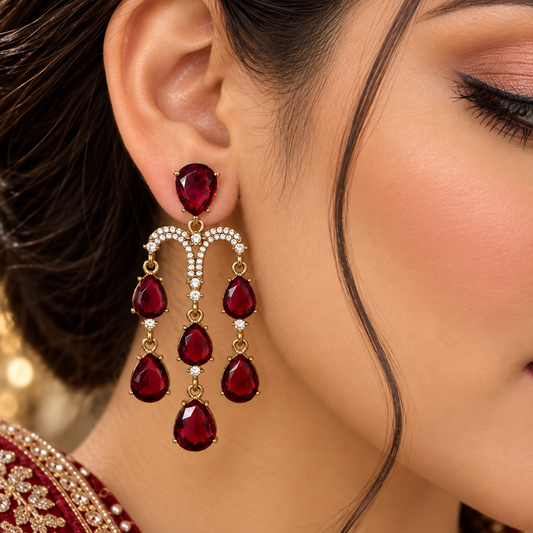 Yukti Earrings - Maroon