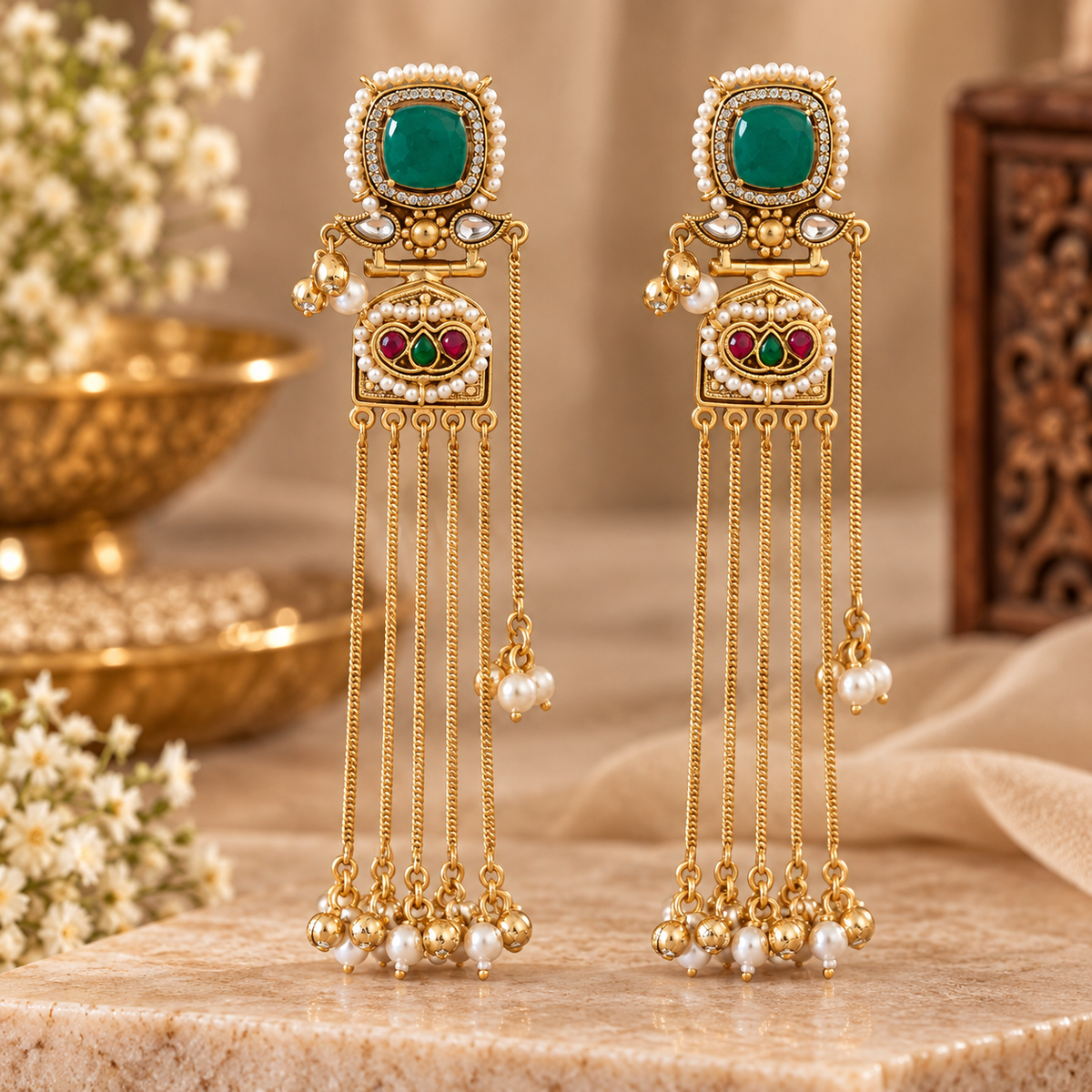 Taruni Earrings - Green
