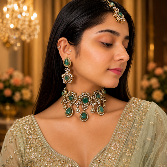 Adya Sabya Choker - Mint