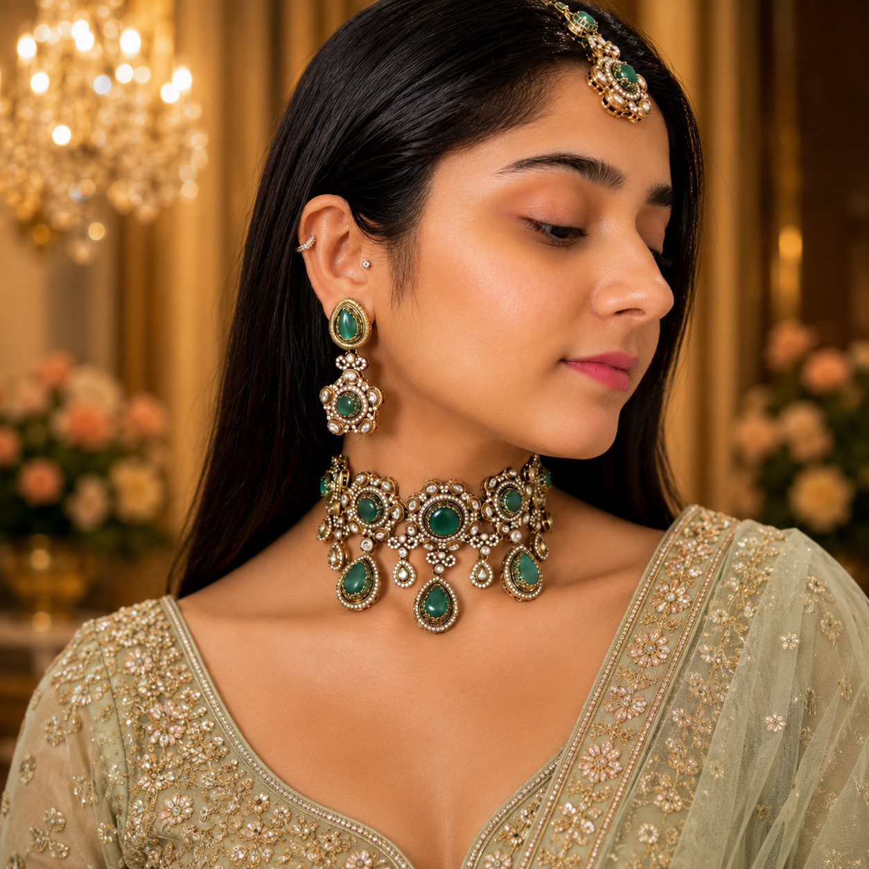 Adya Sabya Choker - Mint