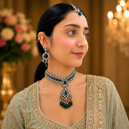 Vibha Moissanite Choker - Green