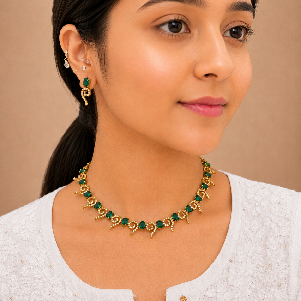 Simran Ad Necklace - Green