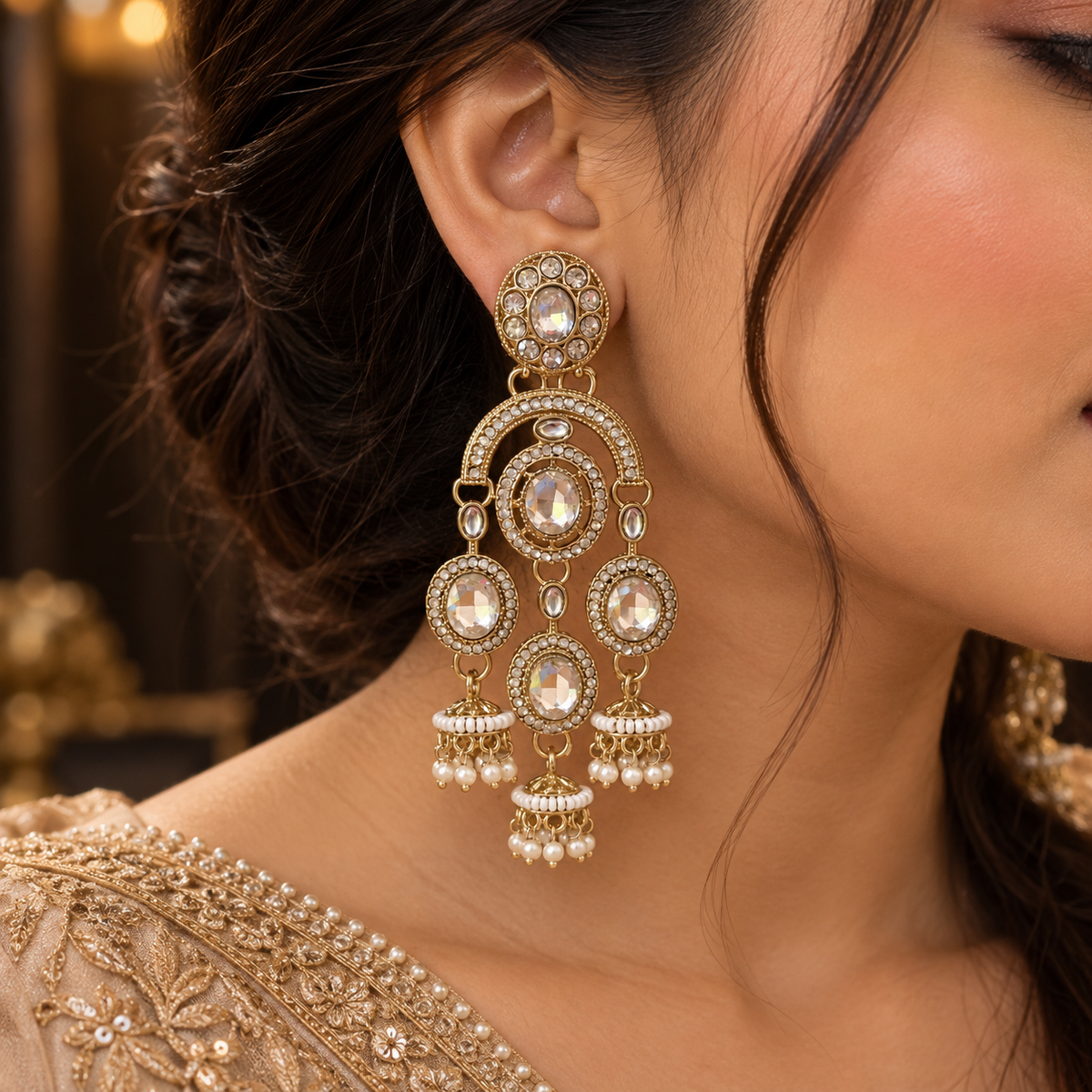 Pratima Earrings - White