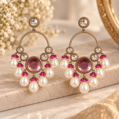 Ruhbani Chandbali - Onion Pink