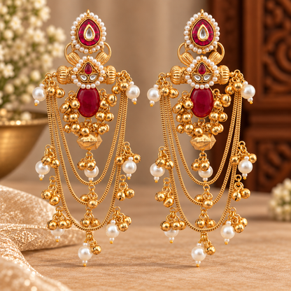 Maitri Earrings - Ruby