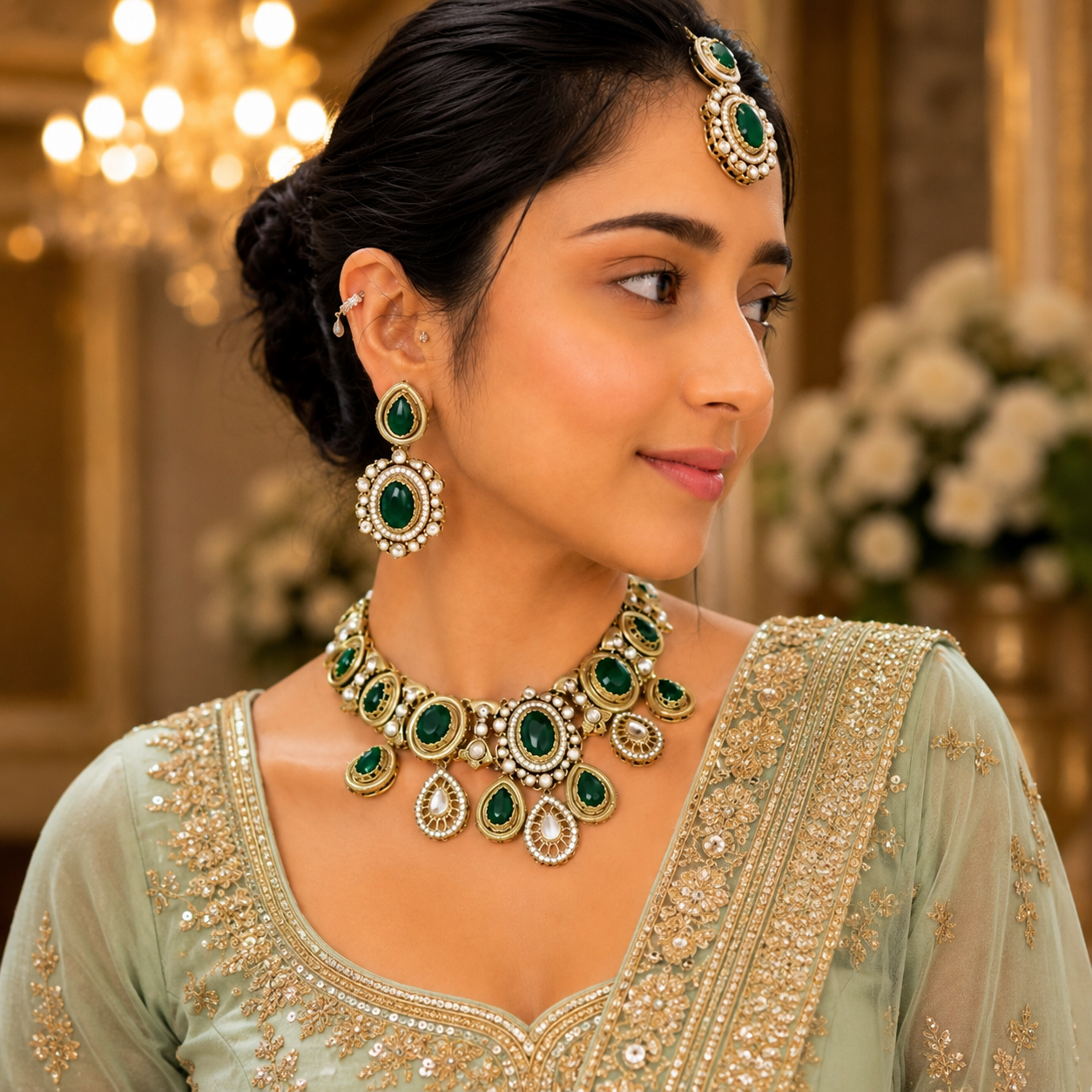 Shruti Sabya Necklace - Green
