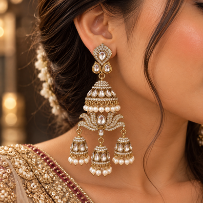 Lakshita Kundan Earrings - White