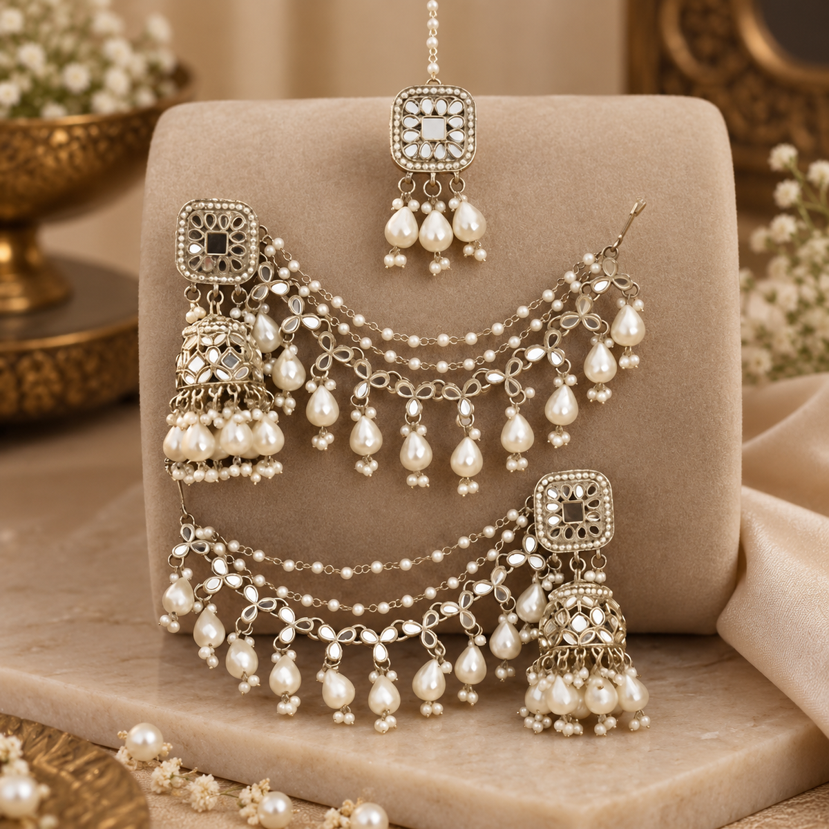 Ayiza Kaanchain Jhumka - White