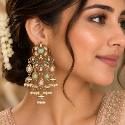 Pakhi Earrings - Pink Mint