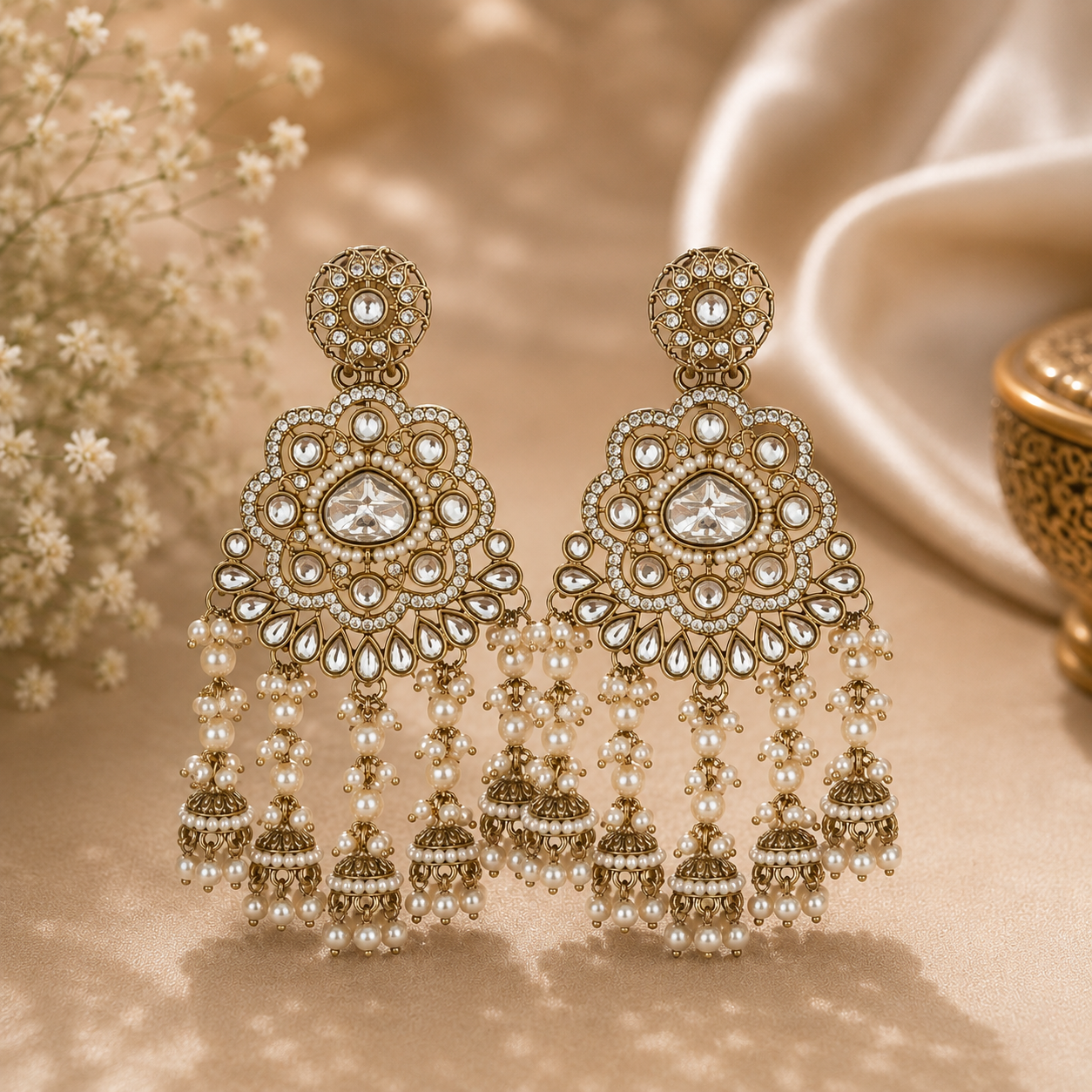 Zinat Earrings - White