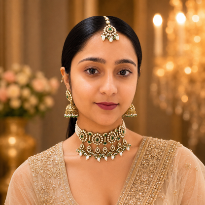 Priya Kundan Choker - Green