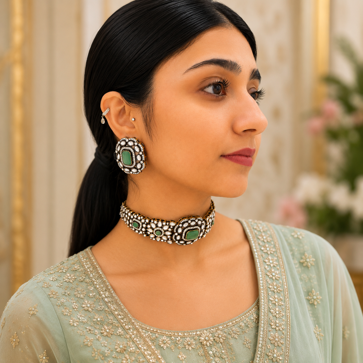 Kirat Moissanite Choker - Mint