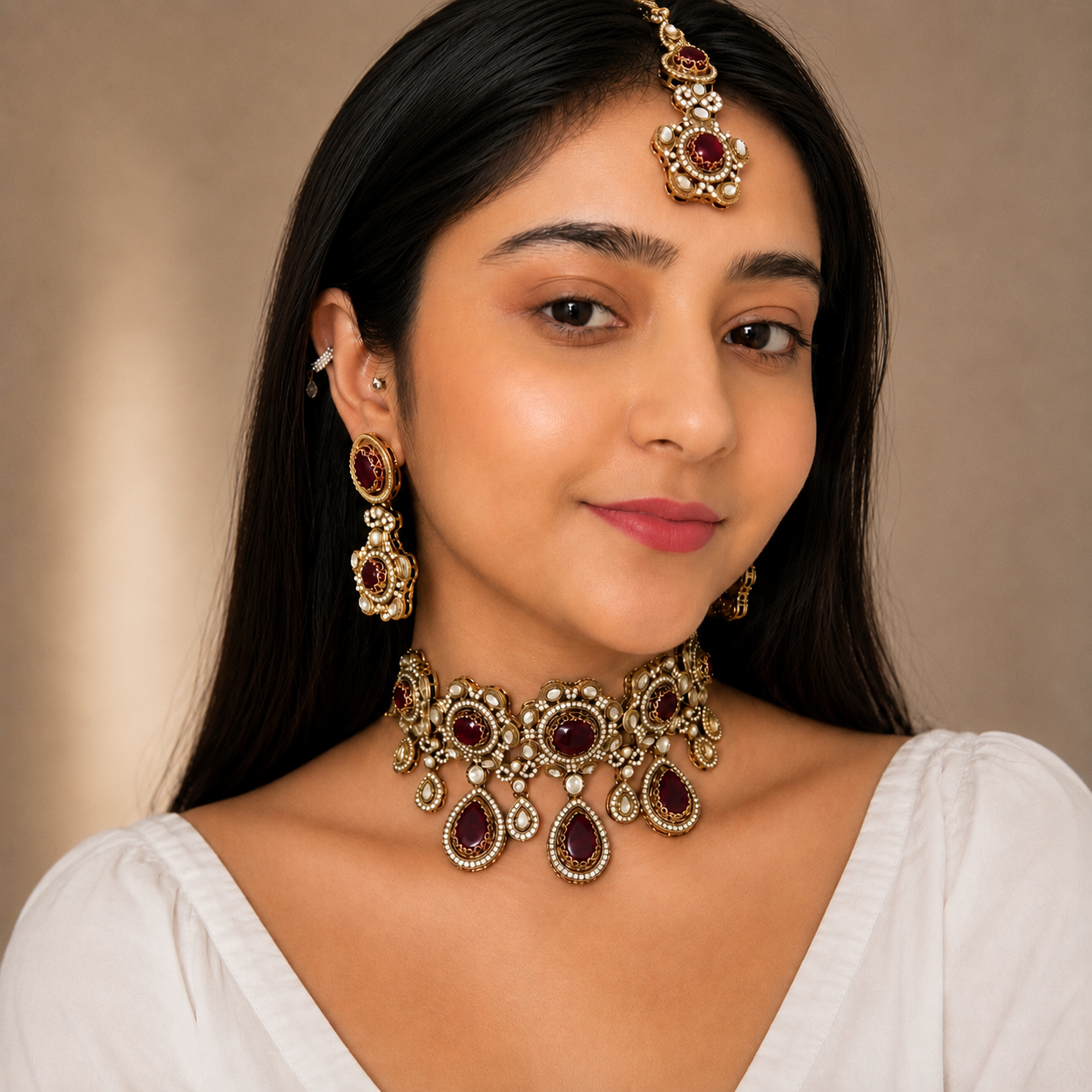 Adya Sabya Choker - Maroon