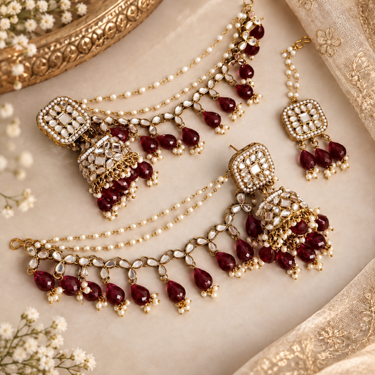 Ayiza Kaanchain Jhumka - Maroon