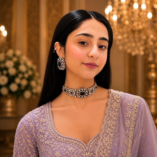 Kirat Moissanite Choker - Blue