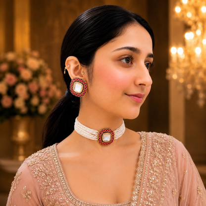 Naira Polki Choker - Ruby
