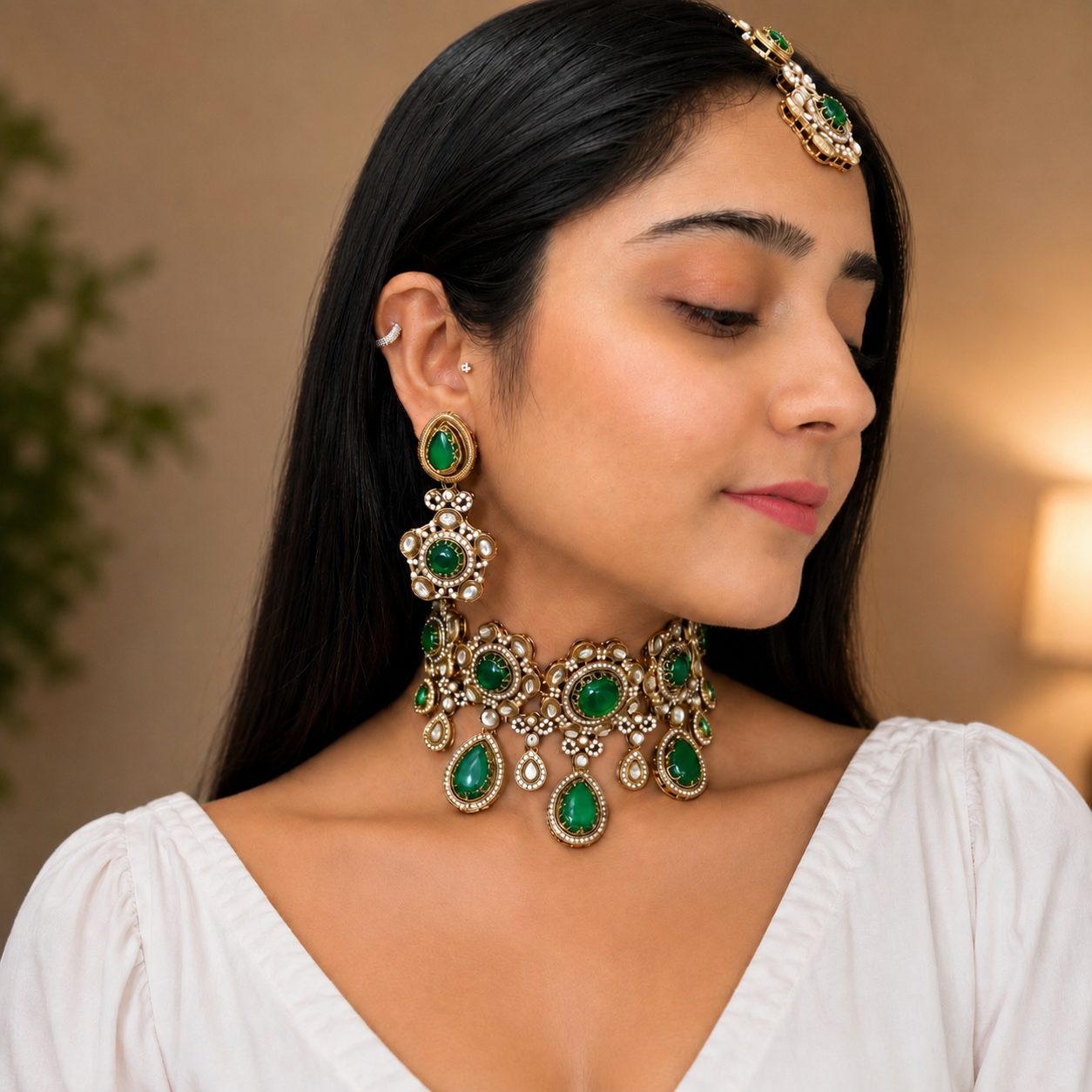 Adya Sabya Choker - Green