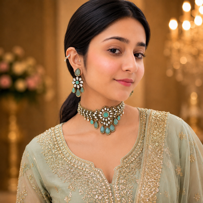 Zara Moissanite Choker - Mint