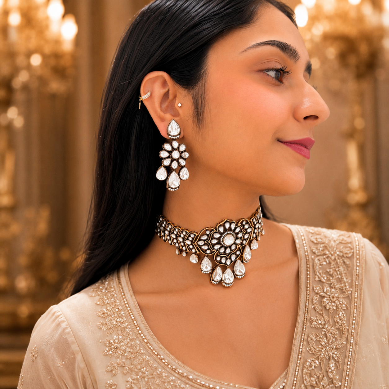 Zara Moissanite Choker - White