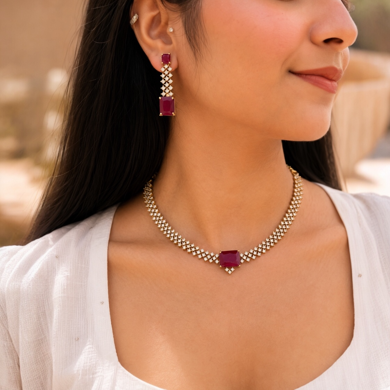 Ema Ad Necklace - Ruby
