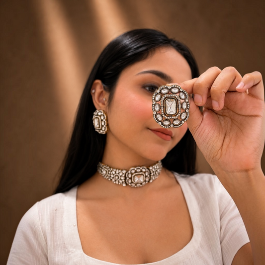Ridima Moissanite Choker - White
