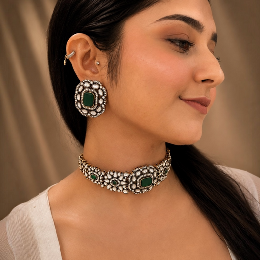 Ridima Moissanite Choker - Green