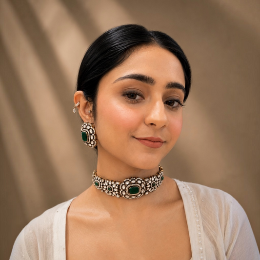 Ridima Moissanite Choker - Green