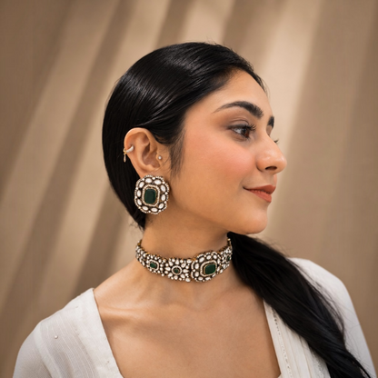 Ridima Moissanite Choker - Green